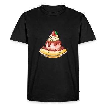 Crème glacée, crème glacée, crème glacée, crème glacée, boule, crème glacée, sundae - T-shirt Premium bio Homme - noir - Devant - Nico (187cm)