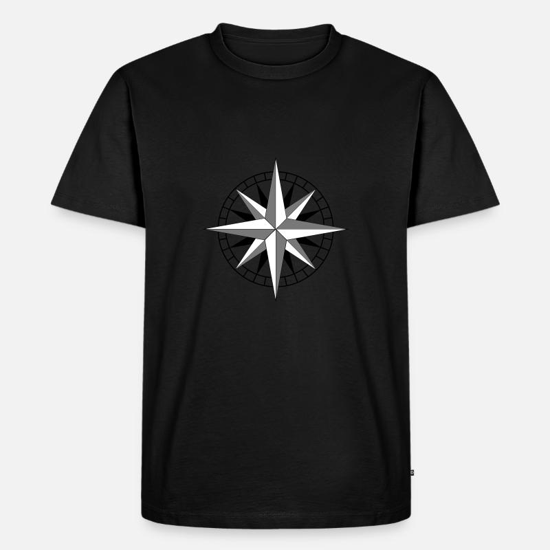 Windrose - Männer Premium Bio T-Shirt - Schwarz