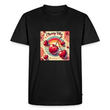Vibrations sucrées de cerise – nostalgique et ludique - T-shirt Premium bio Homme - noir - Devant - Nico (187cm)