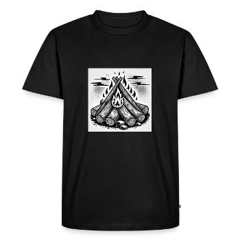 Jeu de flammes dans le style de la bande dessinée : Art du feu de camp - T-shirt Premium bio Homme - noir - Devant - Nico (187cm)