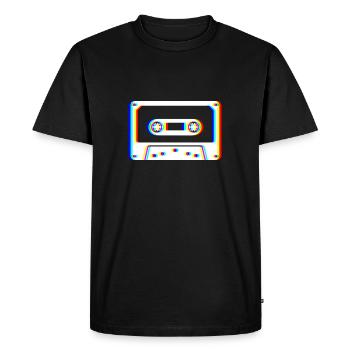 Cassette Glitch – Bande Rétro - T-shirt Premium bio Homme - noir - Devant - Nico (187cm)