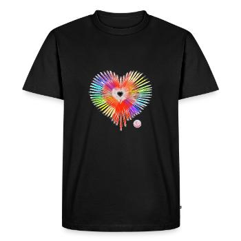 Coeur arc-en-ciel - T-shirt Premium bio Homme - noir - Devant - Nico (187cm)