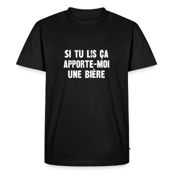 si tu lis ça - T-shirt Premium bio Homme - noir - Devant - Nico (187cm)