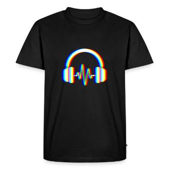 Casque Glitch – Ondes Sonores - T-shirt Premium bio Homme - noir - Devant - Nico (187cm)