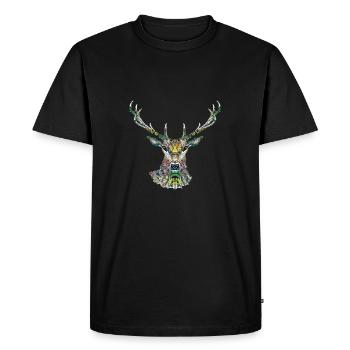 cerf - T-shirt Premium bio Homme - noir - Devant - Nico (187cm)