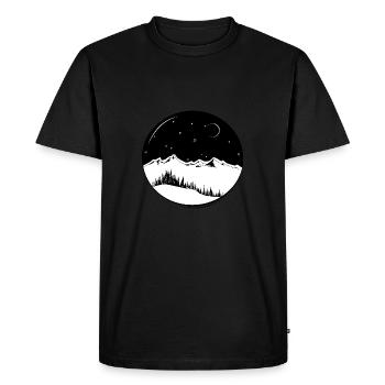 Nuit étoiles forêt et montagne cadeau - T-shirt Premium bio Homme - noir - Devant - Nico (187cm)