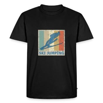 Vintage retro ski long jump ski flying ski jumping - Men's Premium Organic T-Shirt - black - Front - Nico (187cm)