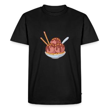 Crème glacée, crème glacée, crème glacée, crème glacée, boule, crème glacée, sundae - T-shirt Premium bio Homme - noir - Devant - Nico (187cm)