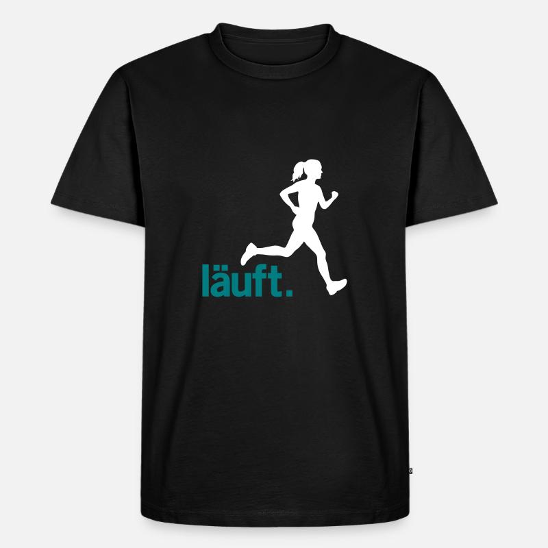 Läuferin Frau läuft. Vector - Männer Premium Bio T-Shirt - Schwarz