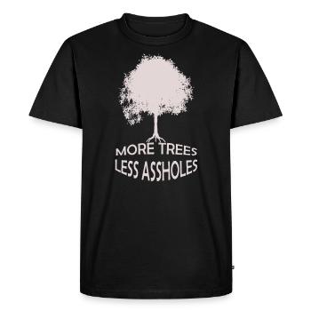 More trees, less assholes Essential - Men's Premium Organic T-Shirt - black - Front - Nico (187cm)