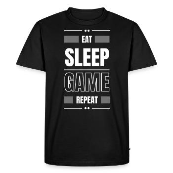 eat sleep game repeat gift idea gamble saying - Men's Premium Organic T-Shirt - black - Front - Nico (187cm)