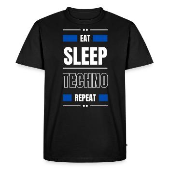 manger dormir techno répéter l’idée cadeau fête en disant - T-shirt Premium bio Homme - noir - Devant - Nico (187cm)