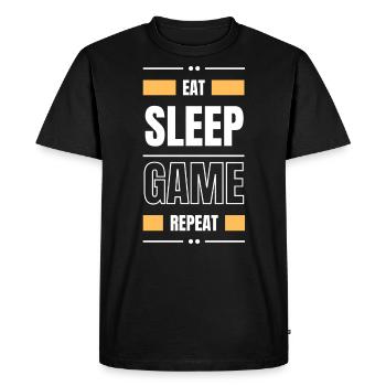 eat sleep game repeat gift idea gamble saying - Men's Premium Organic T-Shirt - black - Front - Nico (187cm)