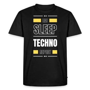 manger du sommeil techno répéter l’idée cadeau en disant fête - T-shirt Premium bio Homme - noir - Devant - Nico (187cm)