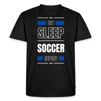 manger dormir soccer répéter l’idée cadeau en disant - T-shirt Premium bio Homme - noir - Devant - Nico (187cm)