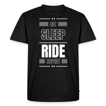 manger dormir ride répéter idée cadeau en disant vélo - T-shirt Premium bio Homme - noir - Devant - Nico (187cm)