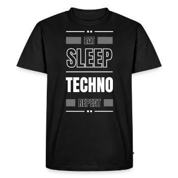 manger du sommeil techno répéter l’idée cadeau en disant fête - T-shirt Premium bio Homme - noir - Devant - Nico (187cm)