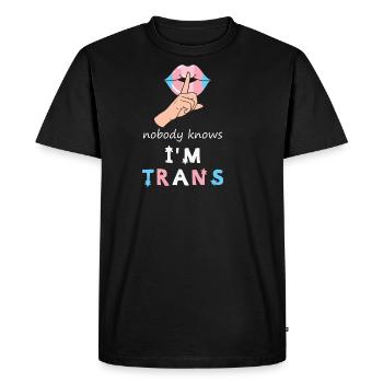 LBGT Flag Gay Pride Human Nobody knows i'm Trans - Men's Premium Organic T-Shirt - black - Front - Nico (187cm)