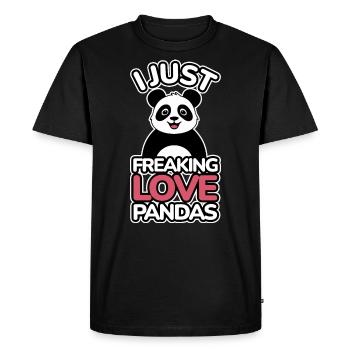I love pandas - Men's Premium Organic T-Shirt - black - Front - Nico (187cm)