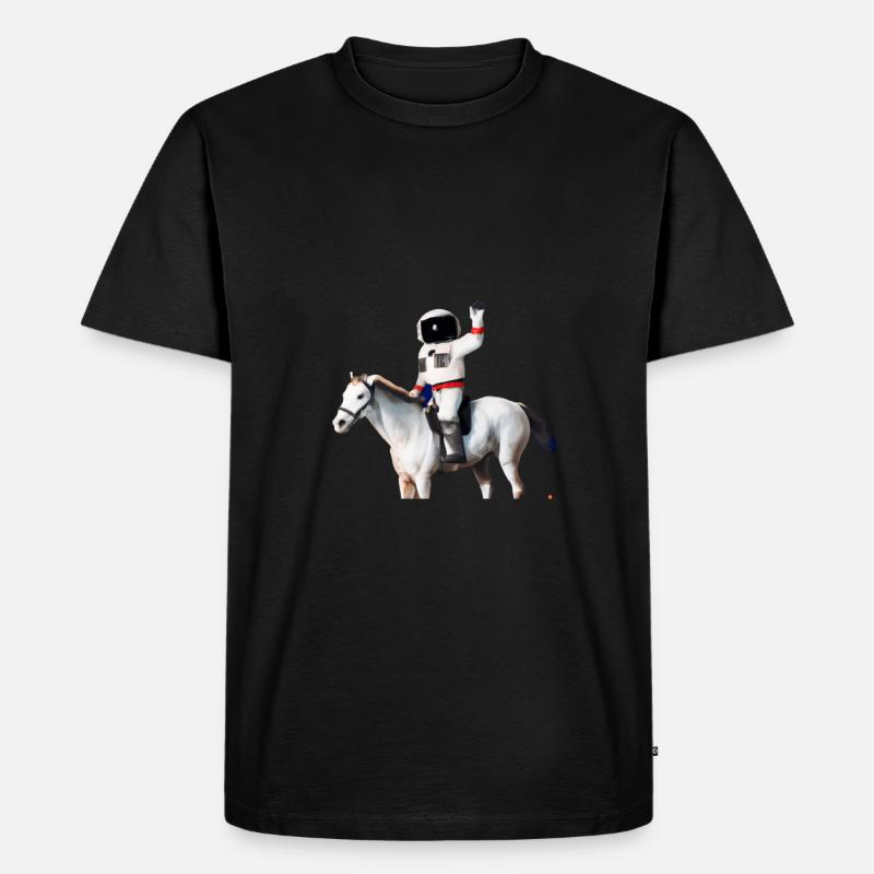 Astronaut reitet auf einem Pferd - Männer Premium Bio T-Shirt - Schwarz
