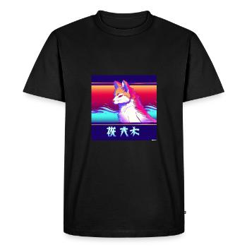 Modern Kitsun Japanese Kami Fox Kitsune - Men's Premium Organic T-Shirt - black - Front - Nico (187cm)