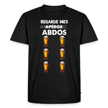 Biere apéros abdos, humour barbecue fête - T-shirt Premium bio Homme - noir - Devant - Nico (187cm)