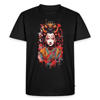 Oni Demon Ukiyo-E Japan Streetwear Style - Men's Premium Organic T-Shirt - black - Front - Nico (187cm)