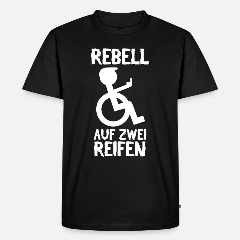 Rolli Rollstuhlfahrer Mittelfinger - Männer Premium Bio T-Shirt - Schwarz