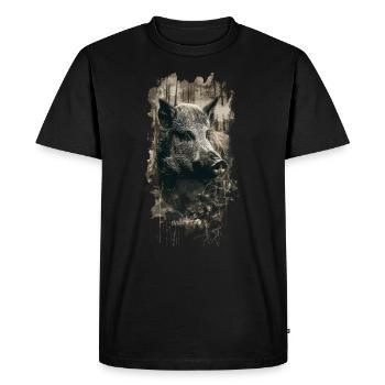 Chasse Chasse Sanglier Sanglier - T-shirt Premium bio Homme - noir - Devant - Nico (187cm)