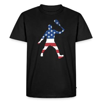 Sport Us Flag Squash - Men's Premium Organic T-Shirt - black - Front - Nico (187cm)