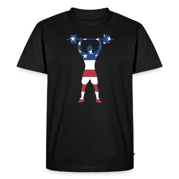 Sport Us Flag Haltérophilie - T-shirt Premium bio Homme - noir - Devant - Nico (187cm)