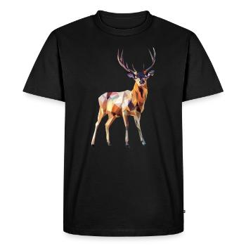 Cerf géométrique – Conception polygonale moderne - T-shirt Premium bio Homme - noir - Devant - Nico (187cm)