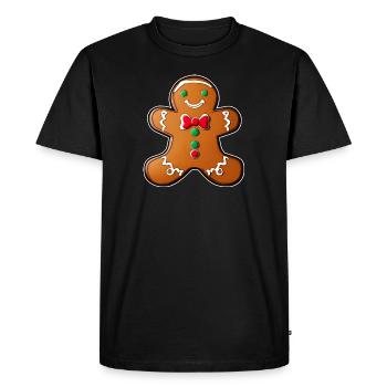 Cute gingerbread man - Men's Premium Organic T-Shirt - black - Front - Nico (187cm)