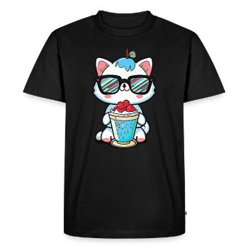 Fancy cat: sunglasses and cocktail - Men's Premium Organic T-Shirt - black - Front - Nico (187cm)