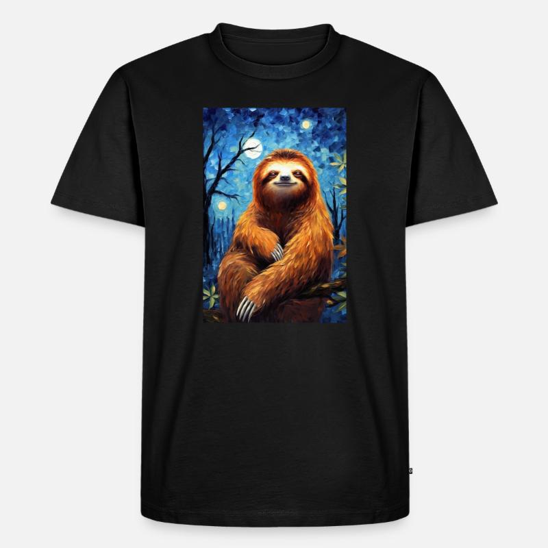 Faultier - Männer Premium Bio T-Shirt - Schwarz