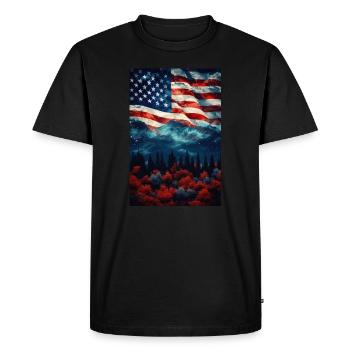 États-Unis - T-shirt Premium bio Homme - noir - Devant - Nico (187cm)