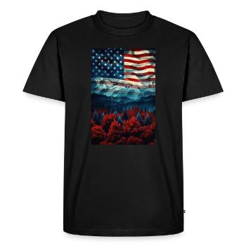 États-Unis - T-shirt Premium bio Homme - noir - Devant - Nico (187cm)