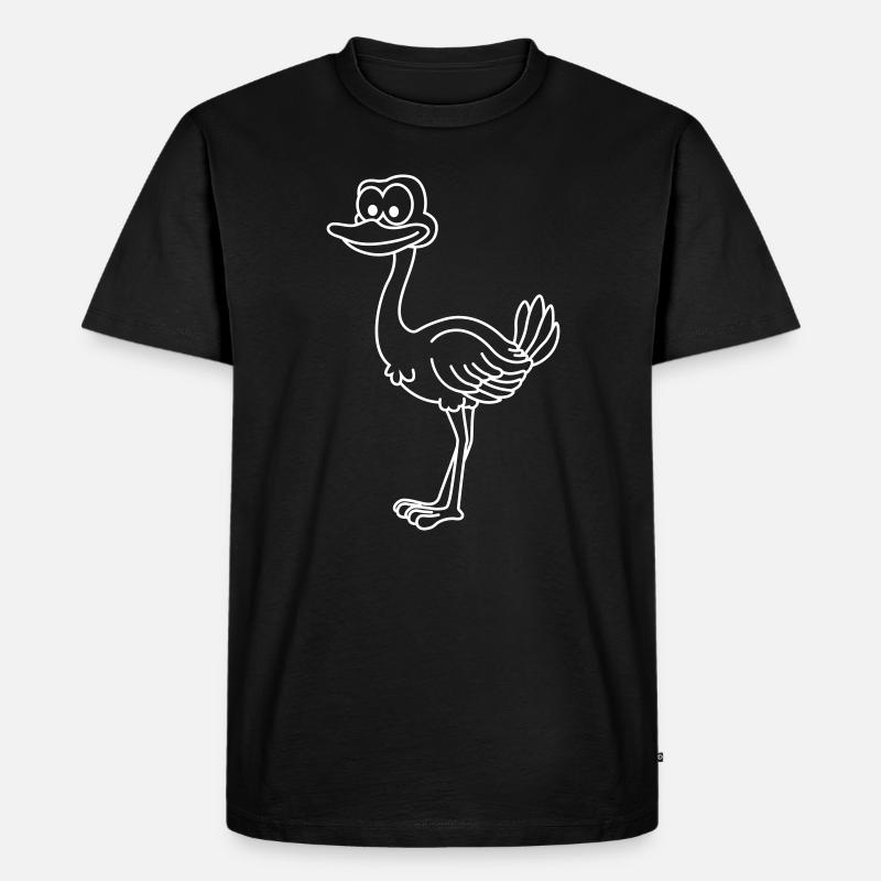Strauß Comic Tier - Männer Premium Bio T-Shirt - Schwarz