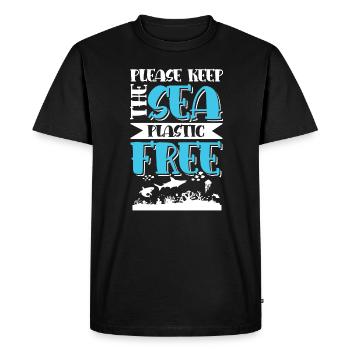 Le plastique sauve l’océan - T-shirt Premium bio Homme - noir - Devant - Nico (187cm)
