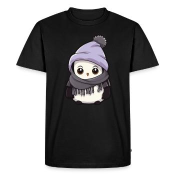 Penguin Winter Comic - Men's Premium Organic T-Shirt - black - Front - Nico (187cm)