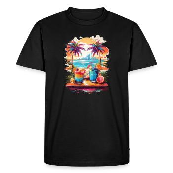 sea,sun & cocktails - T-shirt Premium bio Homme - noir - Devant - Nico (187cm)