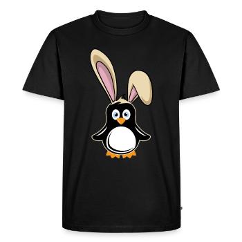 Joyeux Pingouin de Pâques avec des oreilles de lapin - T-shirt Premium bio Homme - noir - Devant - Nico (187cm)