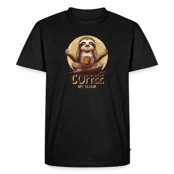 Faultier Sloth Kaffee Coffee Elixir - T-shirt Premium bio Homme - noir - Devant - Nico (187cm)