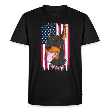 Doberman Dog USA Drapeau - T-shirt Premium bio Homme - noir - Devant - Nico (187cm)