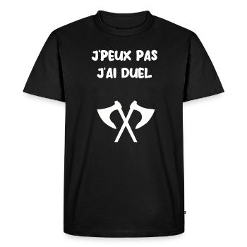 J’peux pas j’ai duel - T-shirt Premium bio Homme - noir - Devant - Nico (187cm)
