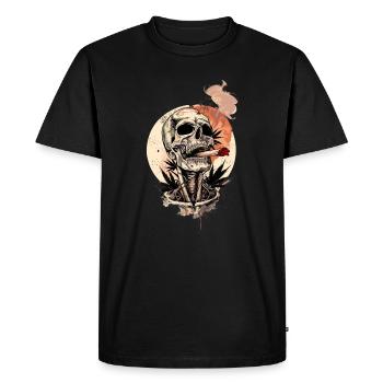 Stoner Stoner THC Biker Skull - T-shirt Premium bio Homme - noir - Devant - Nico (187cm)