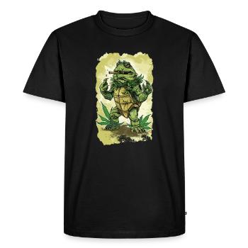 Cannabis Schildkröte Turtle THC CBD - Men's Premium Organic T-Shirt - black - Front - Nico (187cm)