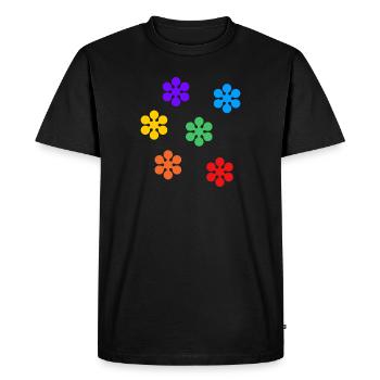 Fleurs arc-en-ciel subtile gay pride - T-shirt Premium bio Homme - noir - Devant - Nico (187cm)