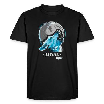 loyal wolf moon tee shirt wolves moon blue - Men's Premium Organic T-Shirt - black - Front - Nico (187cm)