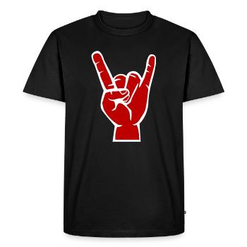 Main du diable, symbole de métal cool Devil Rock - T-shirt Premium bio Homme - noir - Devant - Nico (187cm)